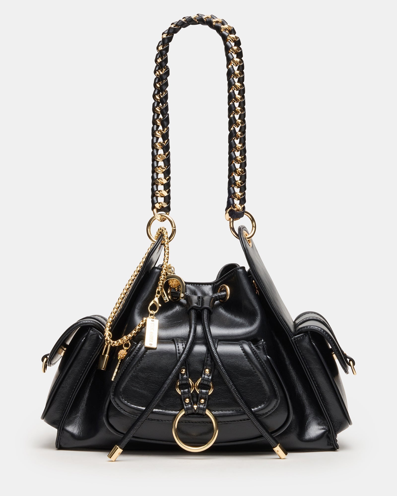 DRU Bag Black Hobo Shoulder Strap Chain Strap Handbag | Steve Madden
