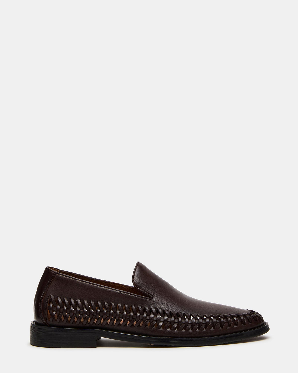 NAPOLI Brown Leather Slip-On Woven Men's Loafer | Steve Madden